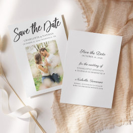 Elegant Black & White Photo Save the Date Card