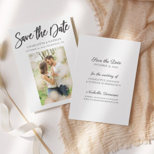 Elegant Black & White Photo Save the Date Card