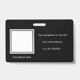 Elegant Black White Photo Text Templates Employee Badge