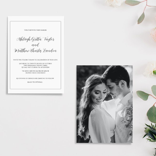 Elegant Black & White Photo Wedding Invitation (Creator Uploaded)