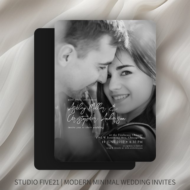 Elegant Black & White Photo Wedding Invitation (Creator Uploaded)