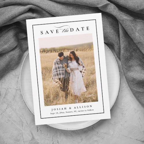 ELegant Black  White Photo Wedding Save the Date