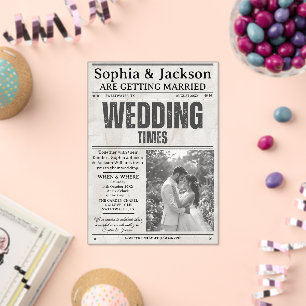 Elegant Black & White Photos Wedding Newspaper Acrylic Invitations