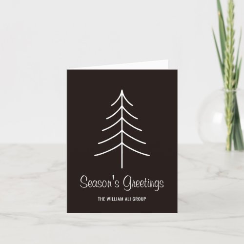 Elegant Black  White Pine Tree Greeting Business Holiday Card