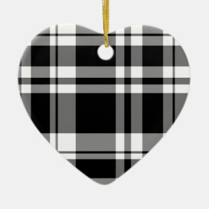 elegant black white plaid pattern ceramic ornament