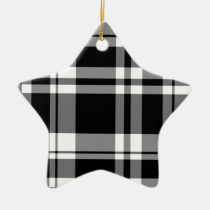 elegant black white plaid pattern ceramic ornament