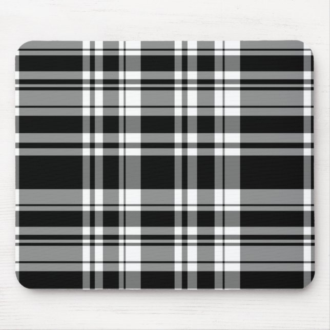 elegant black white plaid pattern mouse pad (Front)