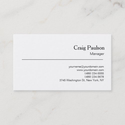 Elegant Black White Plain Simple Business Card