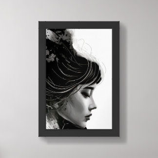 Elegant Black & White Portrait – Abstract Female A Framed Art