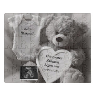 Elegant Black & White Pregnancy Announcement Gift Jigsaw Puzzle