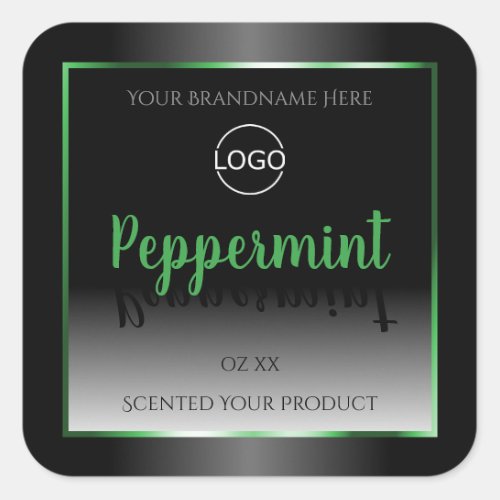 Elegant Black White Product Label Green Frame Logo