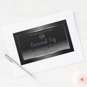 Elegant Black White Product Labels Blue Frame Logo