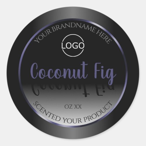 Elegant Black White Product Labels Blue Frame Logo