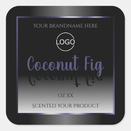 Elegant Black White Product Labels Blue Frame Logo
