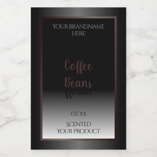 Elegant Black White Product Labels Burgundy Frame