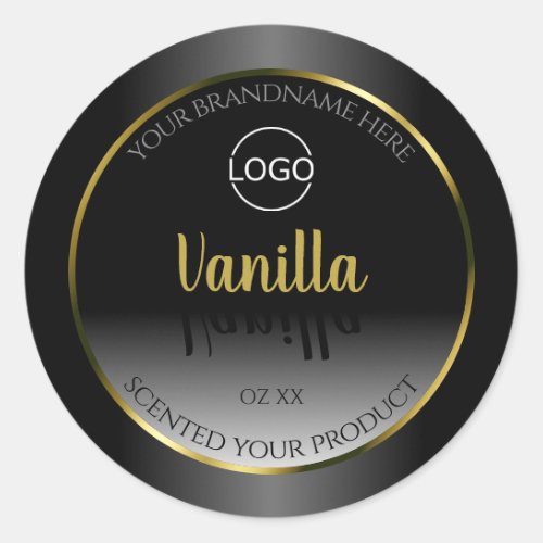 Elegant Black White Product Labels Gold Frame Logo