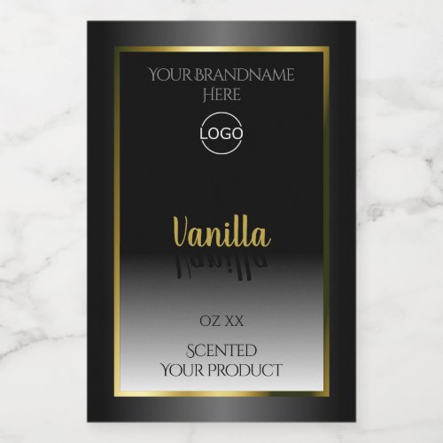 Elegant Black White Product Labels Gold Frame Logo