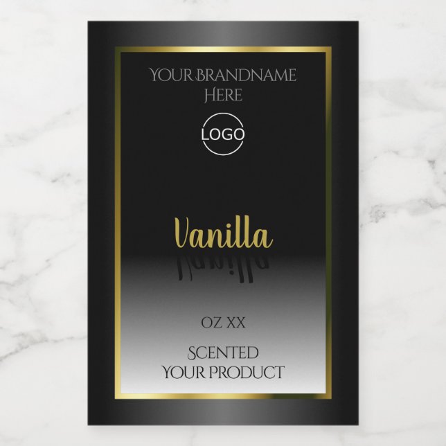 Elegant Black White Product Labels Gold Frame Logo (Single Label)