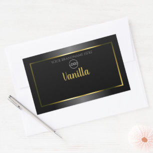 Elegant Black White Product Labels Gold Frame Logo