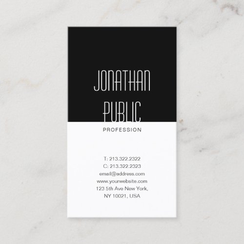 Elegant Black White Professional Clean Design Luxe Business Card