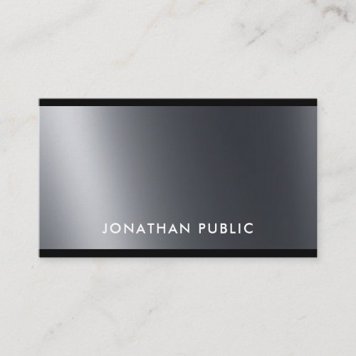 Elegant Black White Professional Cool Modern Plain Business Card