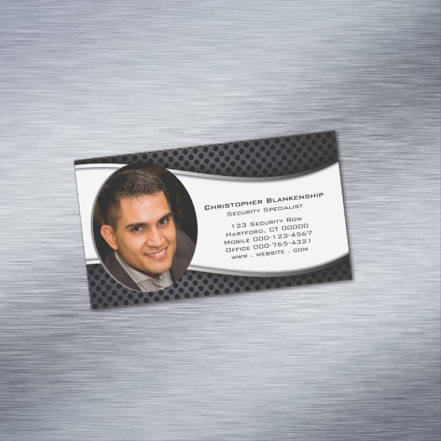 Elegant Black White Professional Custom Photo  Business Card Magnet (In Situ)