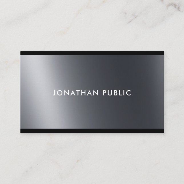 Elegant Black White Professional Top Plain Modern Business Card (Front)