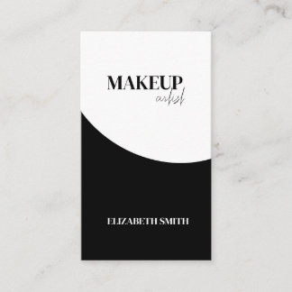 Elegant black &white QR code makeup artist  Business Card