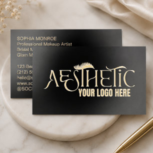 Elegant Black White Qr Code Makeup Logo Lashes Foil Business Cards