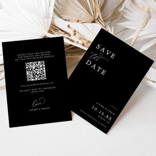 Elegant Black  White Qr Code Wedding Save The Date