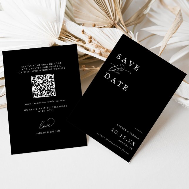 Elegant Black & White Qr Code Wedding Save The Date (Creator Uploaded)