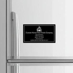 Elegant Black White Real Estate Company House Business Card Magnet