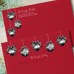 Elegant Black White Red Christmas Envelope<br><div class="desc">Add a bold and festive touch to your holiday mail with this beautifully designed red envelope, perfect for Christmas cards or party invitations. The front features three elegant black-and-white watercolor ornaments next to your family name and address, creating a chic and modern holiday aesthetic. On the back flap, five coordinating...</div>