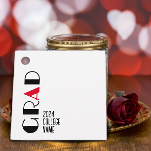 Elegant black white red graduation favor tags
