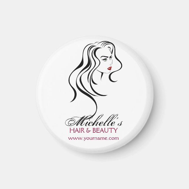 Elegant Black White Red Hair Styling Beauty Girl Magnet (Front)