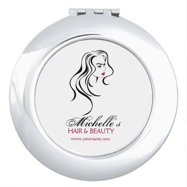 Elegant Black White Red Hair Styling Beauty Girl Mirror For Makeup (Front)