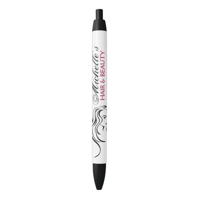 Elegant Black White Red Hair Styling Beauty Girl Pen (Front Vertical)