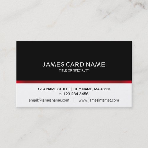 Elegant Black/White Red Line business card