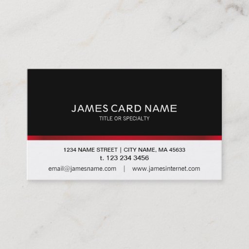 Customizable Elegant Black/White Red Line business card