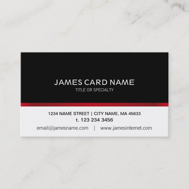 Elegant Black/White Red Line business card (Front)