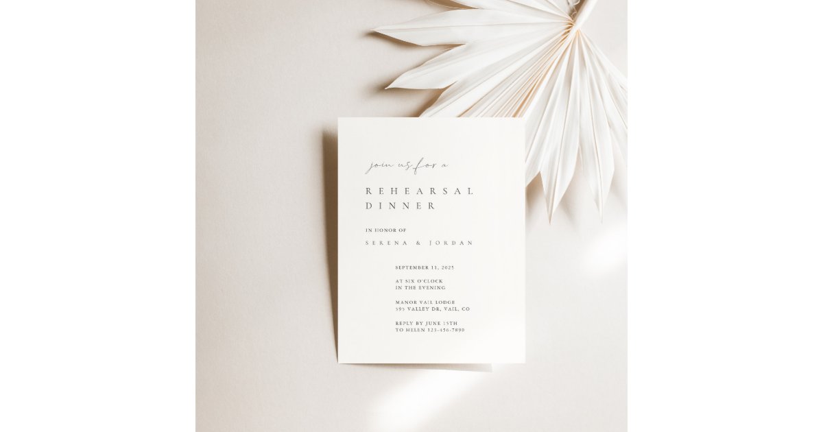 Elegant Black & White Rehearsal Dinner Invitation | Zazzle