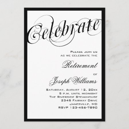Elegant Black & White Retirement Party Invitations