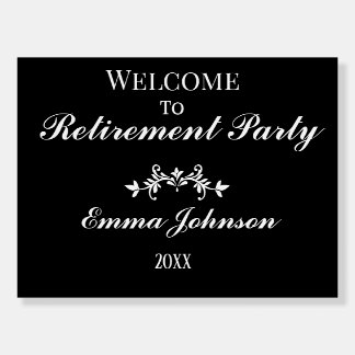  Elegant Black & White Retirement Party Welcome  Foam Board