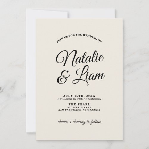 Elegant Black  White Retro Modern Wedding         Invitation