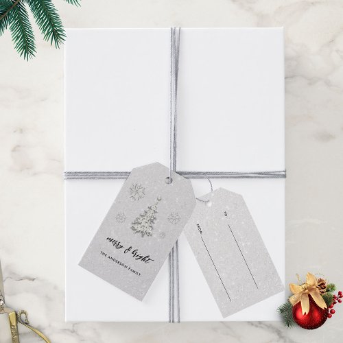 Elegant Black White Rhinestones Winter Christmas Gift Tags