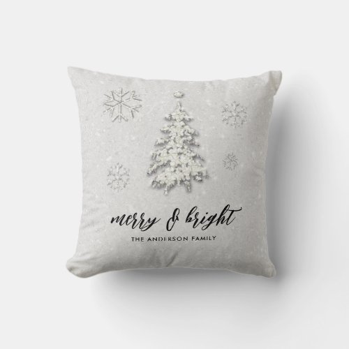 Elegant Black White Rhinestones Winter Christmas Throw Pillow