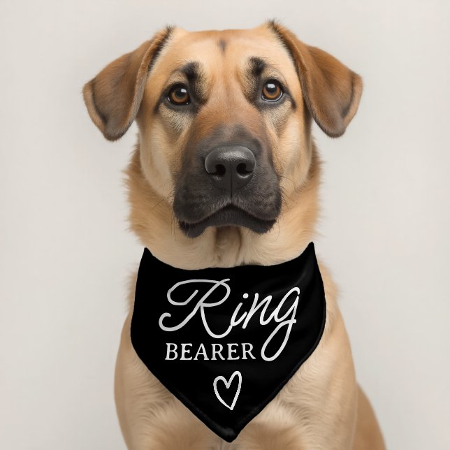 Elegant Black White Ring Bearer Wedding Pet Bandana Collar (Dog 2)