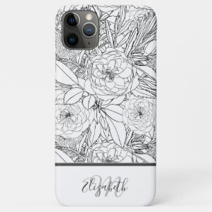 Elegant Black White Roses and Marigold Flowers iPhone 11 Pro Max Case