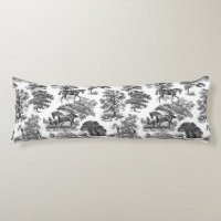 Elegant Black White Rustic Horses Toile