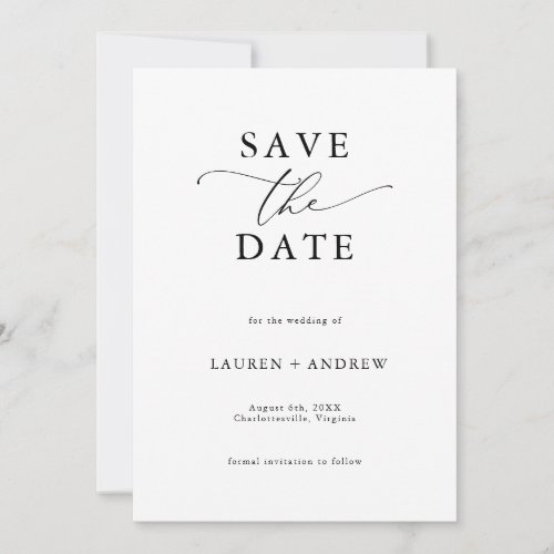 Elegant Black  White Save the Date Invitation